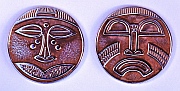 Matching Grant, Fund Raising Medallion-Sized African Comedy/Tragedy Masks made exclusively for The Found Theatre in Long Beach; and designed and hand-produced by Dwight H. Bennett.