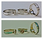 3 Sterling Silver &ldquo;OZ&rdquo; rings in polished silver, and later color oxidized, were designed and hand-fabricated by Dwight H. Bennett.