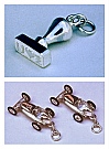 2 One-off Sterling Silver Bracelet Charms:  An &ldquo;I [heart] U&rdquo; rubber stamp, and 2 generic racecars with rubber tires designed and hand-fabricated by Dwight H. Bennett.