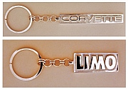 2 Sterling Silver Key Rings, one for Corvette, and the other &ldquo;Limo&rdquo; both designed and hand-fabricated by Dwight H. Bennett.